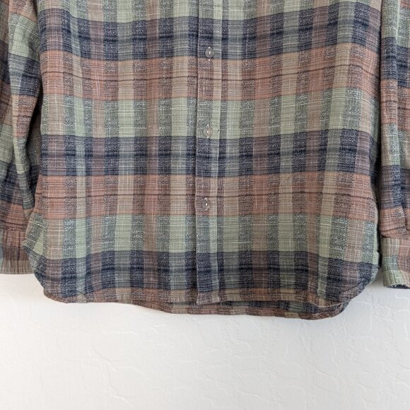 CARBON 2 COBALT Shirt Men's L Multicolor Plaid Casual Pocket Button Long Sleeve - Picture 5 of 13